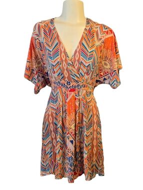 Mara Hoffman Printed Wrap Dress Boho Geometric Multicolor Size XS
